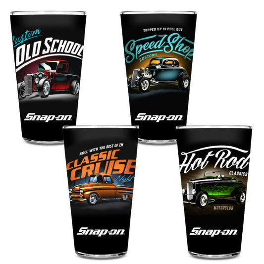 Vintage Rides Pint Glasses - Set of 4