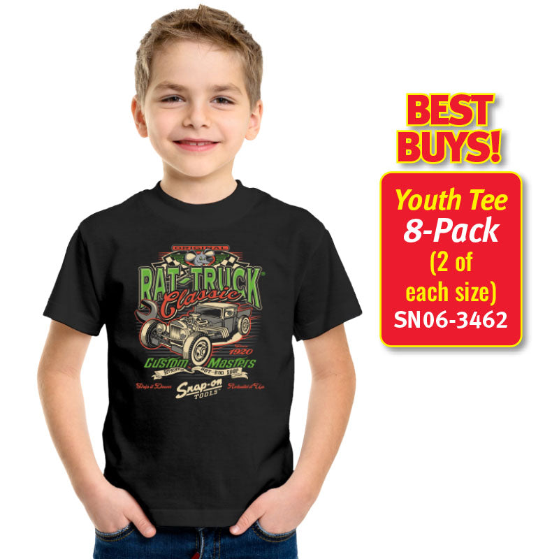 8 Pack YOUTH S/S T-Shirt - BLACK